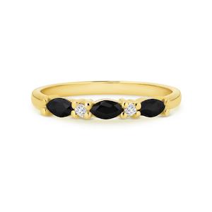 9ct Gold Marquise Sapphire and Diamond Ring