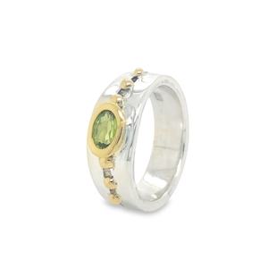 Stirling Silver & 9ct Gold Peridot Hand Made Ring