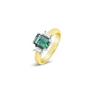 18ct Green Tourmaline and Diamond Ring