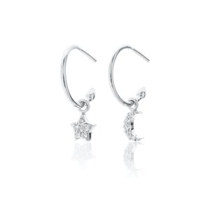 Jewellery: Superfine Celestial Hoop Earrings White Topaz + Silver