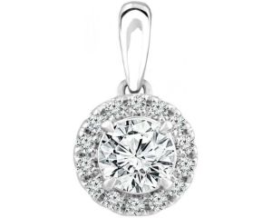 18ct White Gold Round Halo Lab Grown Diamond Pendant