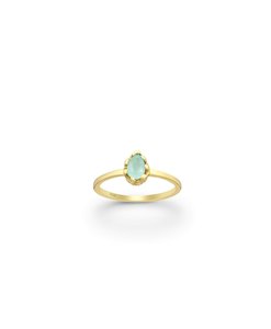 Gold plated teal cz teardrop ring