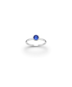 Silver blue cz solitaire ring