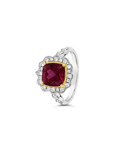 18ct wg Rubelite Tourmoline & Diamond Dress Ring tdw 2.51