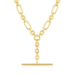 9ct Gold Cable link chain with T- Bar 50cm