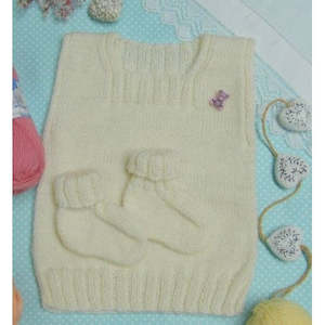 Baby Singlet and Booties 4ply Knitting Pattern