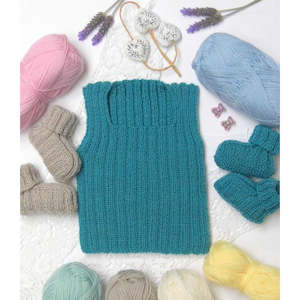 Lullaby 4ply Rib Singlet and Booties Knitting Pattern