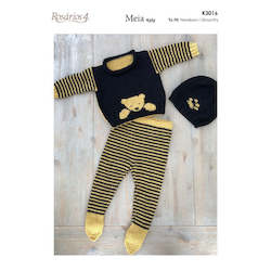 K3016 Striped Tights, Teddy Jumper & Beanie