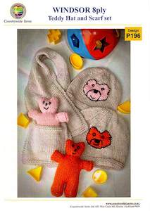 P196 Teddy, Hat & Scarf Set