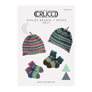 2214 Childs Beanie + Socks 4ply