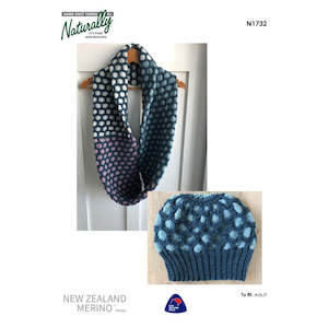 N1732 Long Honeycomb Cowl & Beanie