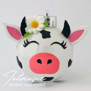 Gift: Floral cow bauble