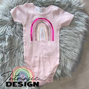 18-24mth Pink onesie - Pink Leopard rainbow