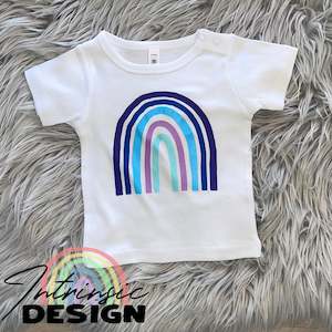 6-12mth White tee - Charlie rainbow