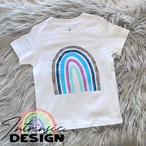 Size 2 White tee - Trixie rainbow