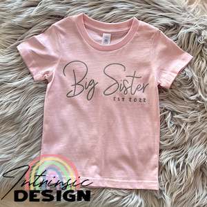 Size 2 pink tee - EST 2022 - Silver print