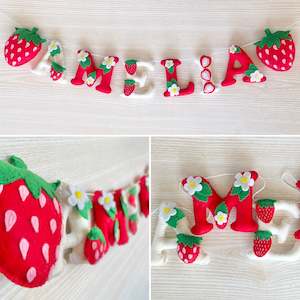 Strawberry theme name garland