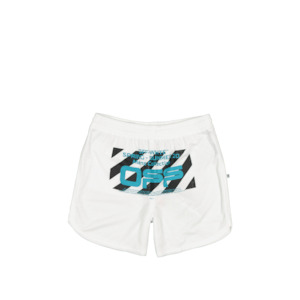 Footwear: Wavy Line Logo Mesh Shorts - White