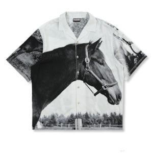 Horses Button Down - White