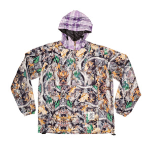 Footwear: Two-Tone Nylon Anorak - Camo Plaid