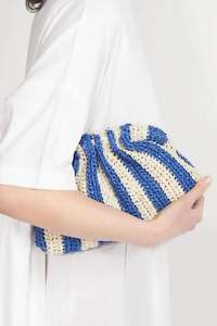 Raffia Beige/blue Stripe Bag