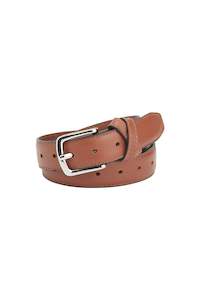 BOYFRIEND BELT TAN/NICKLE