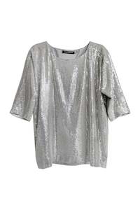 Clothing: SEQUIN SHIFT TOP SILVER