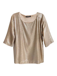 Clothing: SEQUIN SHIFT TOP GOLD