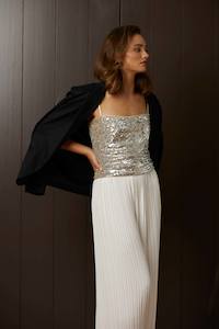 Clothing: SEQUIN CORSET WHITE GOLD