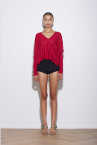 Clothing: WEEKENDER V NECK SWEATER RED