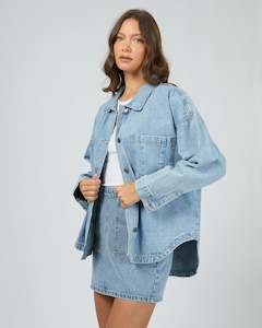 Clothing: Dale Denim Shacket / Light Blue | All About Eve