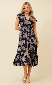 Clothing: Dusky Leaf Floral Dress | Navy