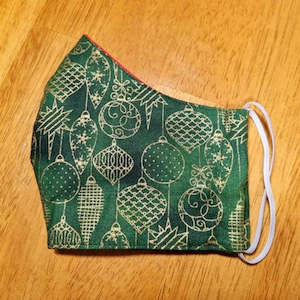 Christmas Face Masks 100% Cotton | Green w/ Decorations