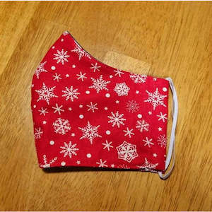 Christmas Face Masks 100% Cotton | Red w/ Snow flake