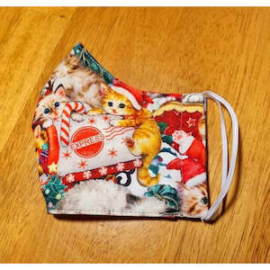 Clothing: Christmas Face Masks 100% Cotton | Kitten Christmas