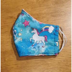 Kids Face Masks - Teal Unicorn Glitter