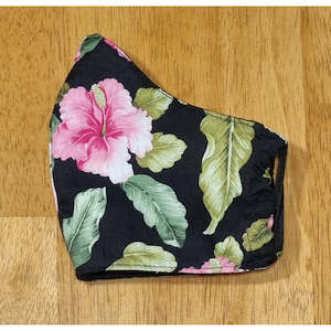 Face Masks - Cotton | Black Hibiscus Floral