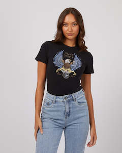 Clothing: Wing Power Baby Tee / Washed Black | Silent Theory