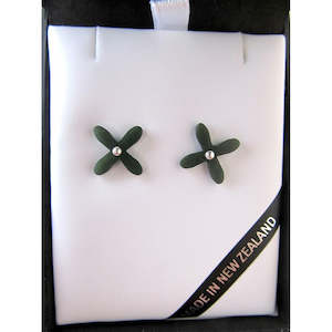 Mana NZ Greenstone Tapa stud earrings