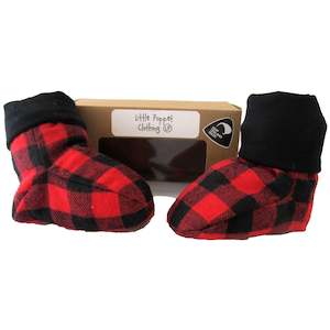 Clothing: Check Bush Merino Booties - Red