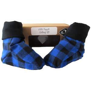 Check Bush Merino Booties - Blue