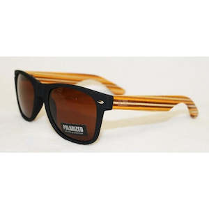 Wooden Sunnies - Black w/ Striped Arms | Moana Rd