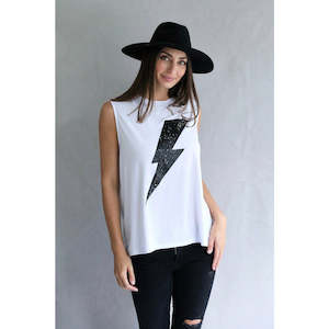 Clothing: High Voltage Tank | White | Love Lily The Label