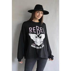 Freedom Crew Neck Sweater - Black | Love Lily The Label