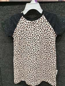 Clothing: Millie T-Shirt Dress | Leopard / Black Glitter