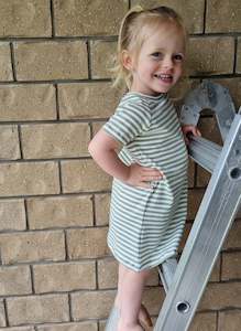 Clothing: Millie T-Shirt Dress | Sage & White Stripe