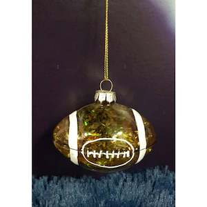 Glass Hanging Rugby Ball | Christmas Decor