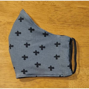 Clothing: Face Masks 100% Cotton | Grey w/ Black Crosses