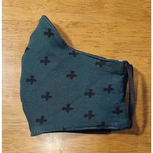 Face Masks 100% Cotton | Green w/ Black Crosses