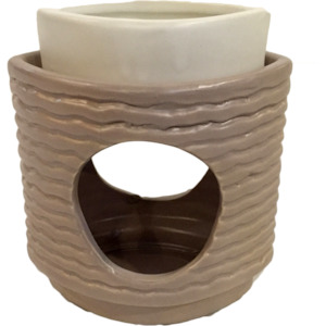 Rippled beige with white top Oil Burner